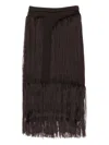 Bimba Y Lola Fringe Layered Skirt In Brown