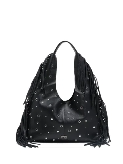 BIMBA Y LOLA FRINGE STUDDED SHOULDER BAG