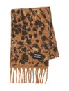 Bimba Y Lola Fringed Animal-print Scarf In Brown