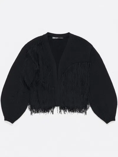 Bimba Y Lola Fringed Cardigan In 黑色