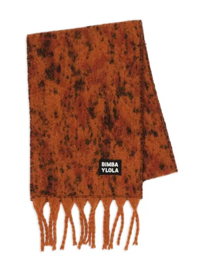 Bimba Y Lola Fringed Patterned Scarf In Brown