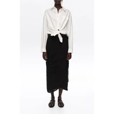 Bimba Y Lola Fringed Sarong Midi Skirt In Animal Print