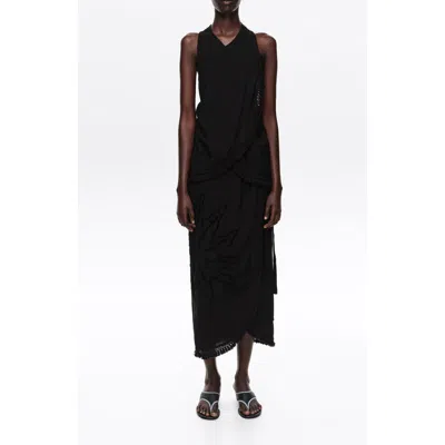 Bimba Y Lola Fringed Wrap Midi Dress In Animal Print