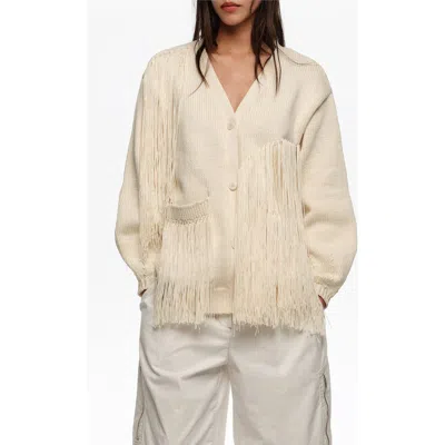 Bimba Y Lola Fringe-detail Cardigan In Neutral