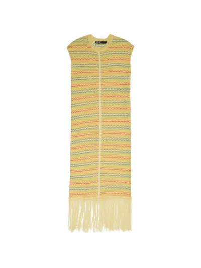 Bimba Y Lola Fringed-hem Midi Dress In Yellow