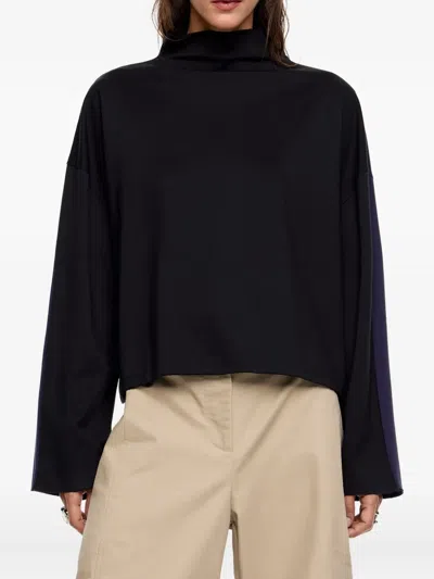 Bimba Y Lola Funnel-neck Long-sleeve Top In Black