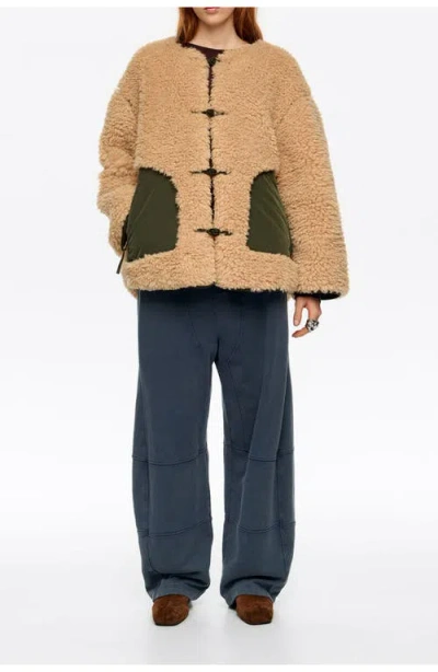 Bimba Y Lola Fur Coat With Hook Eye Clasps In Multi