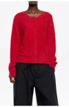 Bimba Y Lola Fur Fitted Cardigan In Red