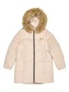 Bimba Y Lola Fur Hooded Puffer Jacket In Neutral