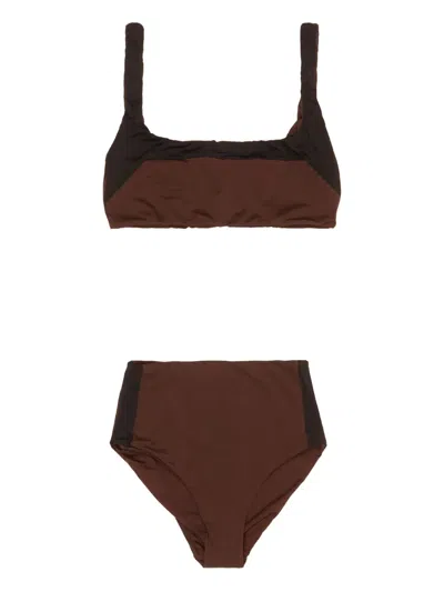 Bimba Y Lola Gabi Two-tone Bikini In Brown