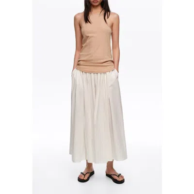 Bimba Y Lola Gathered Voluminous Cotton Skirt In White