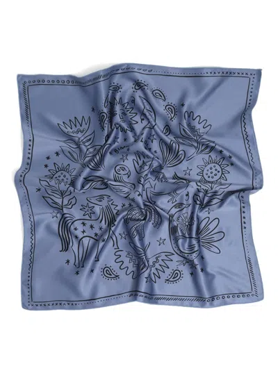 Bimba Y Lola Geometric-print Scarf In Blue