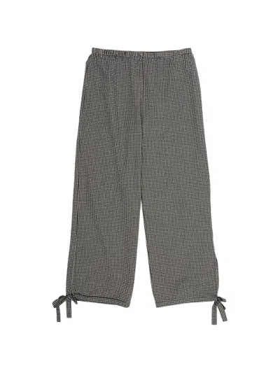 Bimba Y Lola Gingham-pattern Cuff-tie Trousers In Gray