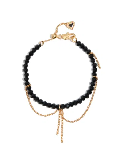Bimba Y Lola Glass-beaded Chain Bracelet In Black