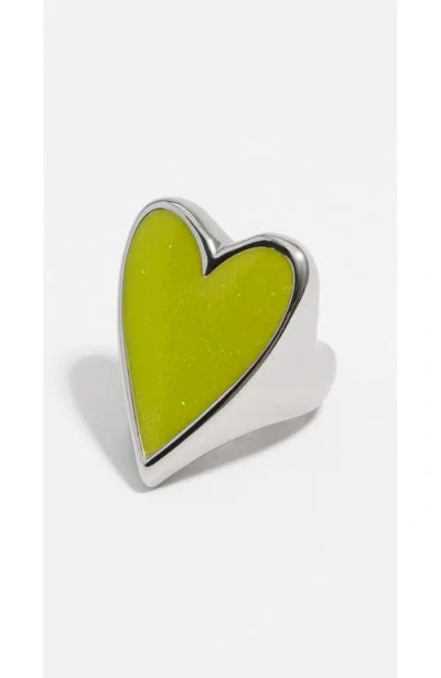 Bimba Y Lola Glitter Heart Ring In Green