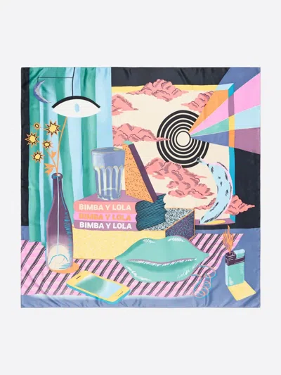 Bimba Y Lola Graphic-print Scarf In Blue