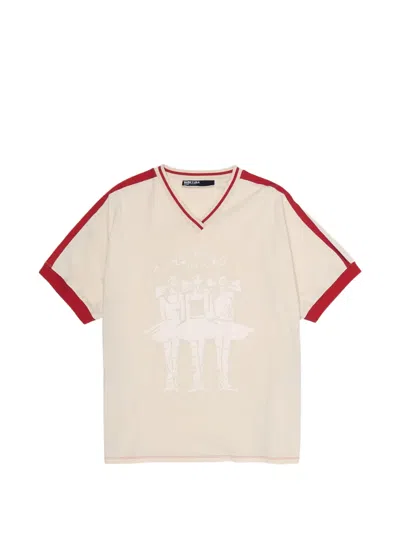 Bimba Y Lola Graphic-print V-neck T-shirt In Neutral