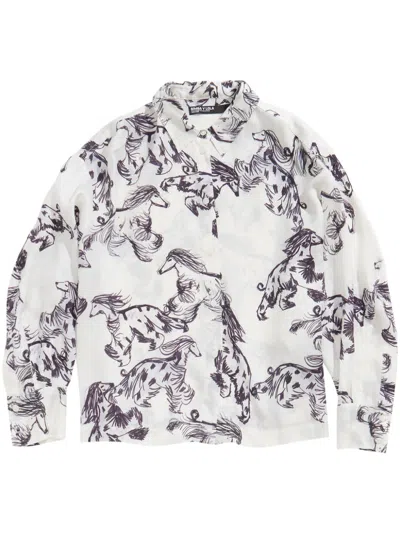 Bimba Y Lola Greyhound-print Shirt In White