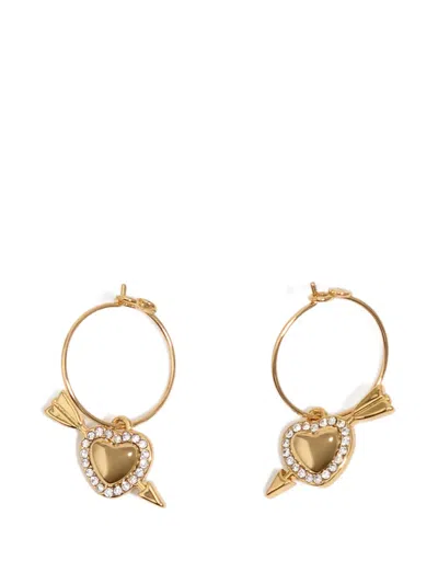 Bimba Y Lola Heart And Arrow Hoop Earrings In Gold
