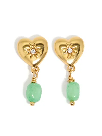 Bimba Y Lola Heart And Stone Earrings In 金色
