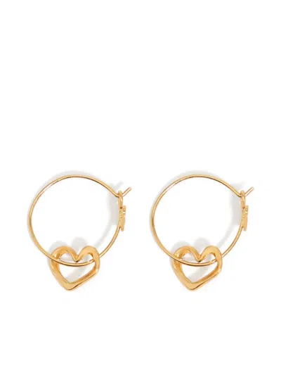 Bimba Y Lola Heart-charm Hoop Earrings In 金色