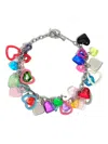 Bimba Y Lola Multicolor Hearts Chain Necklace In Multi
