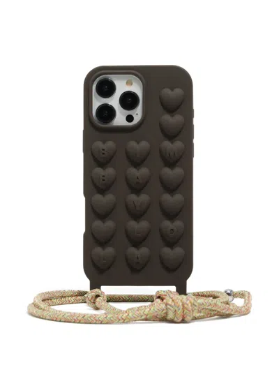 Bimba Y Lola Heart-embellished Iphone 16 Pro Max Phone Case In Brown