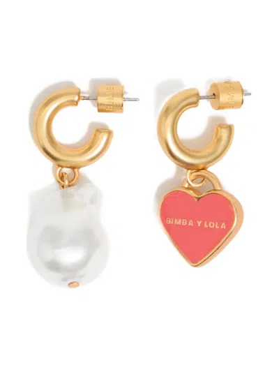 Bimba Y Lola Heart Hoop Earrings In Gold