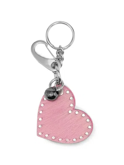 Bimba Y Lola Heart Keyring With Pink Fur And Studs