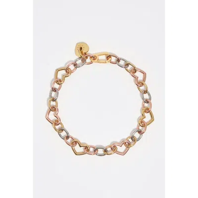Bimba Y Lola Heart Logo Metal Chain Necklace In Gold