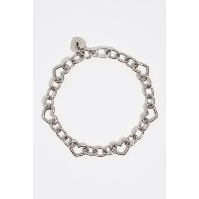 Bimba Y Lola Heart Logo Metal Chain Necklace In Silver