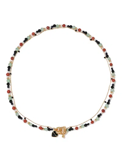 Bimba Y Lola Heart Logo Stones Chain Necklace In Multi