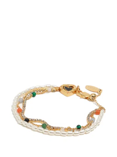 Bimba Y Lola Heart Pearl Bracelet In Gold