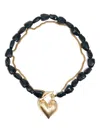 Bimba Y Lola Heart-pendant Beaded Necklace In Gold