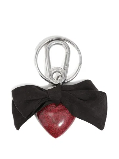 Bimba Y Lola Heart-shaped Bow-detail Keyring In Metallic