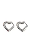 Bimba Y Lola Heart-shaped Crystal Hoop Earrings In Metallic