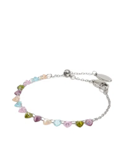 Bimba Y Lola Heart-shaped Crystals Bracelet In Metallic