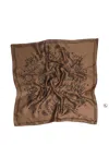 Bimba Y Lola Heart-shaped Printed-scarf Bag Charm In Brown