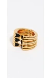 Bimba Y Lola Heart Triple Modular Ring In Gold