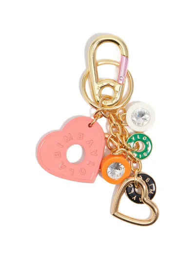 Bimba Y Lola Heart-charm Logo-plaque Keyring In Multi