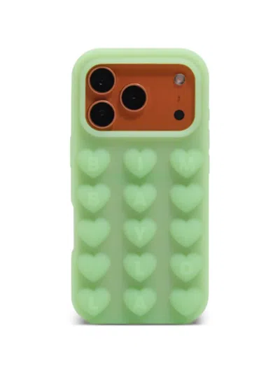 Bimba Y Lola Heart-embossed Iphone 17 Pro Case In Green