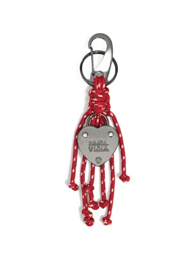 Bimba Y Lola Heart-padlock And Ropes Keyring In Red