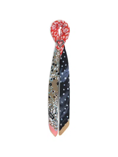 Bimba Y Lola Heart-ring Floral-print Scarf In Multi