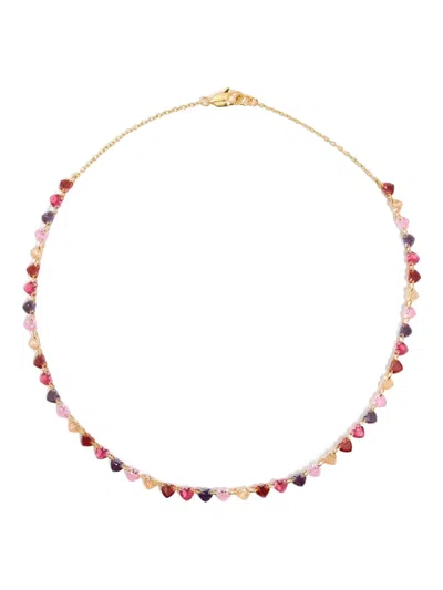 Bimba Y Lola Hearts And Crystals Necklace In Gold