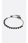 Bimba Y Lola Heart-shaped Crystals Bracelet In Black
