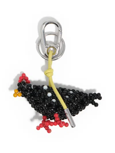 Bimba Y Lola Hen Beaded Keyring In Black
