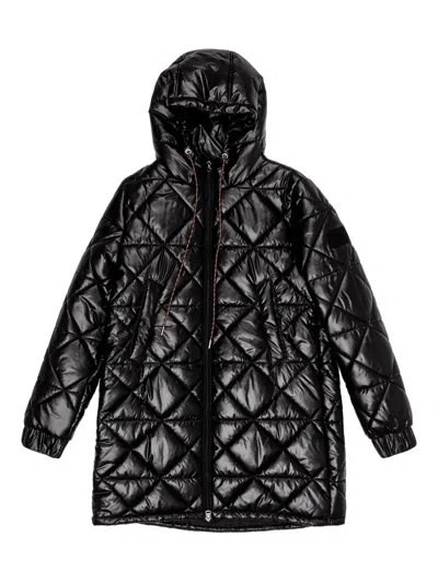 Bimba Y Lola Hooded Quilted Coat In Black