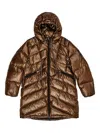 Bimba Y Lola Fur Straight Cut Hooded Puffer In Brown