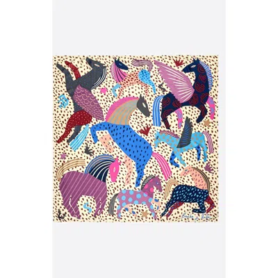 Bimba Y Lola Horse Scarf With Mini Prints In Burgundy