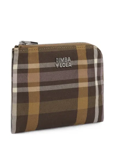 Bimba Y Lola Hunter Green Tartan Jacquard Coin Purse In Braun